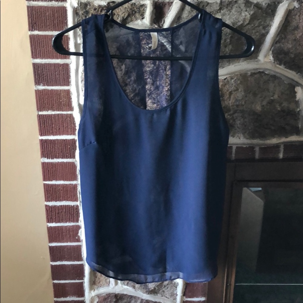 Navy tank - lace down the back